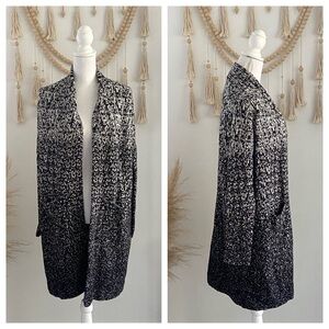 Athleta Turya cashmere wool sweater cardigan long line black & white ombré small